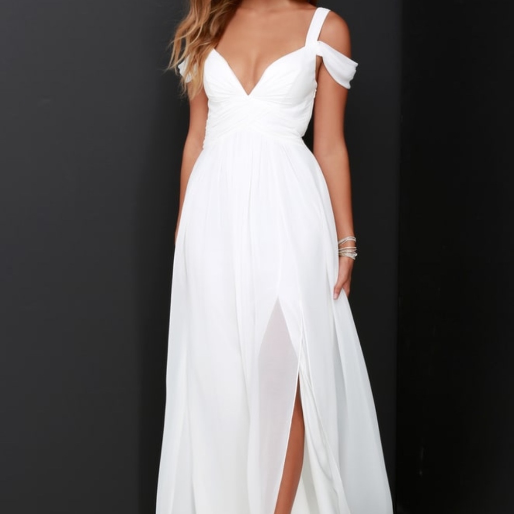 LuLu’s Ocean of Elegance Ivory Maxi Dress
